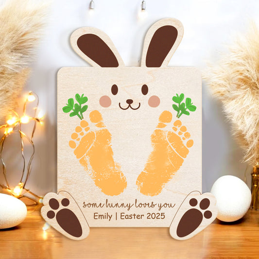 My First Easter Sign, Some Bunny Loves You Sign, Kids Milestones, Footprint Sign, Easter for Kids, Easter DIY, Easter Basket Stuffers FT40