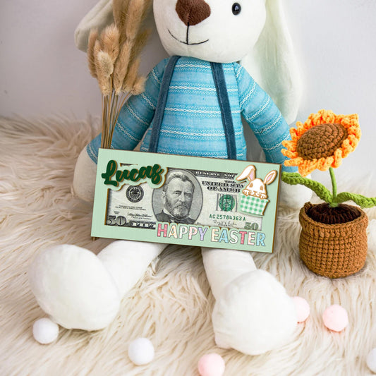 Personalized Easter Money Holder, Custom Name Money Holder For Easter Day Gift, Easter Basket Stuffers, Easter Bunny Money Holder MH70