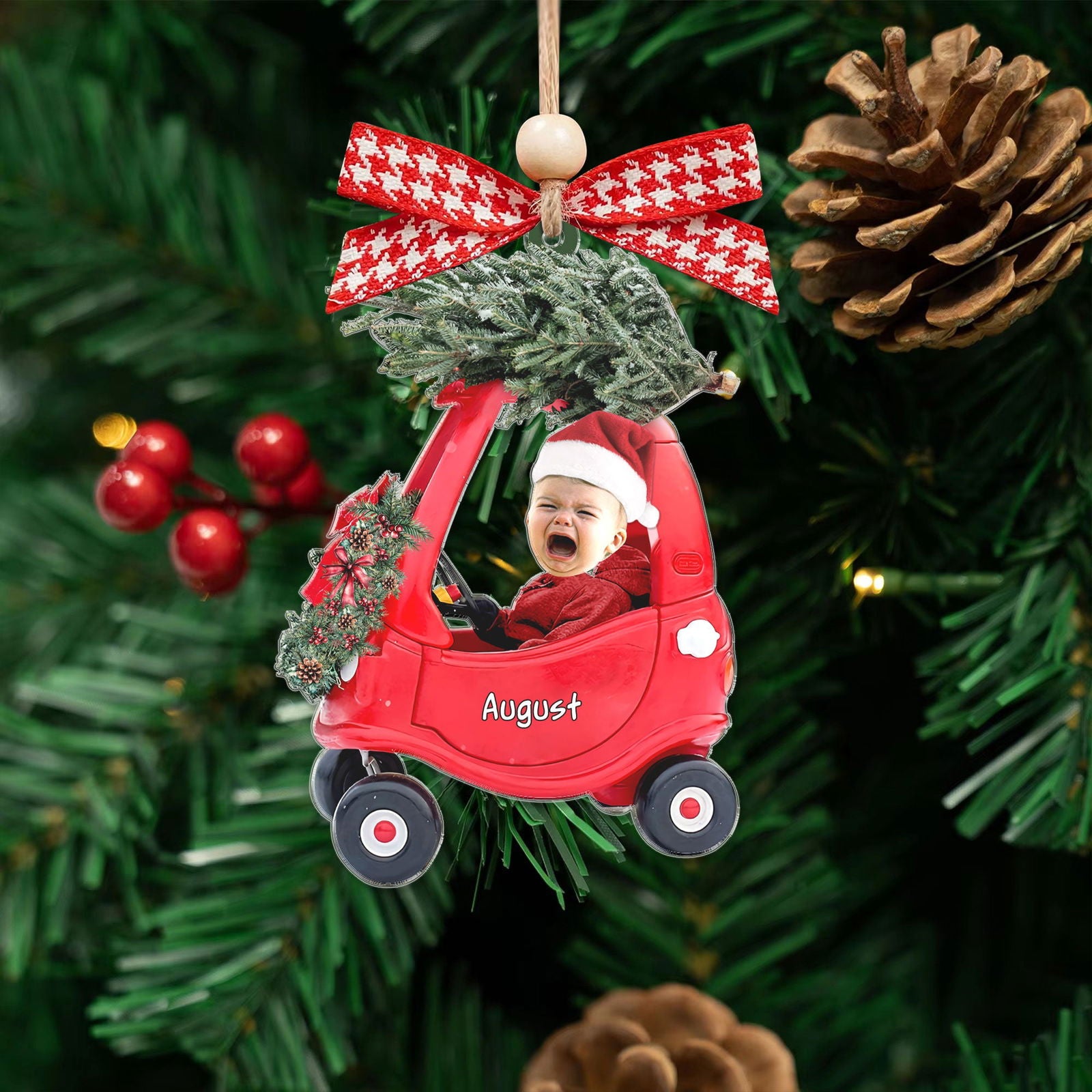 2D Baby Custom Photo Christmas Ornament, Adorable Newborn Baby Photo Ornament CF637 - Kindlytoys