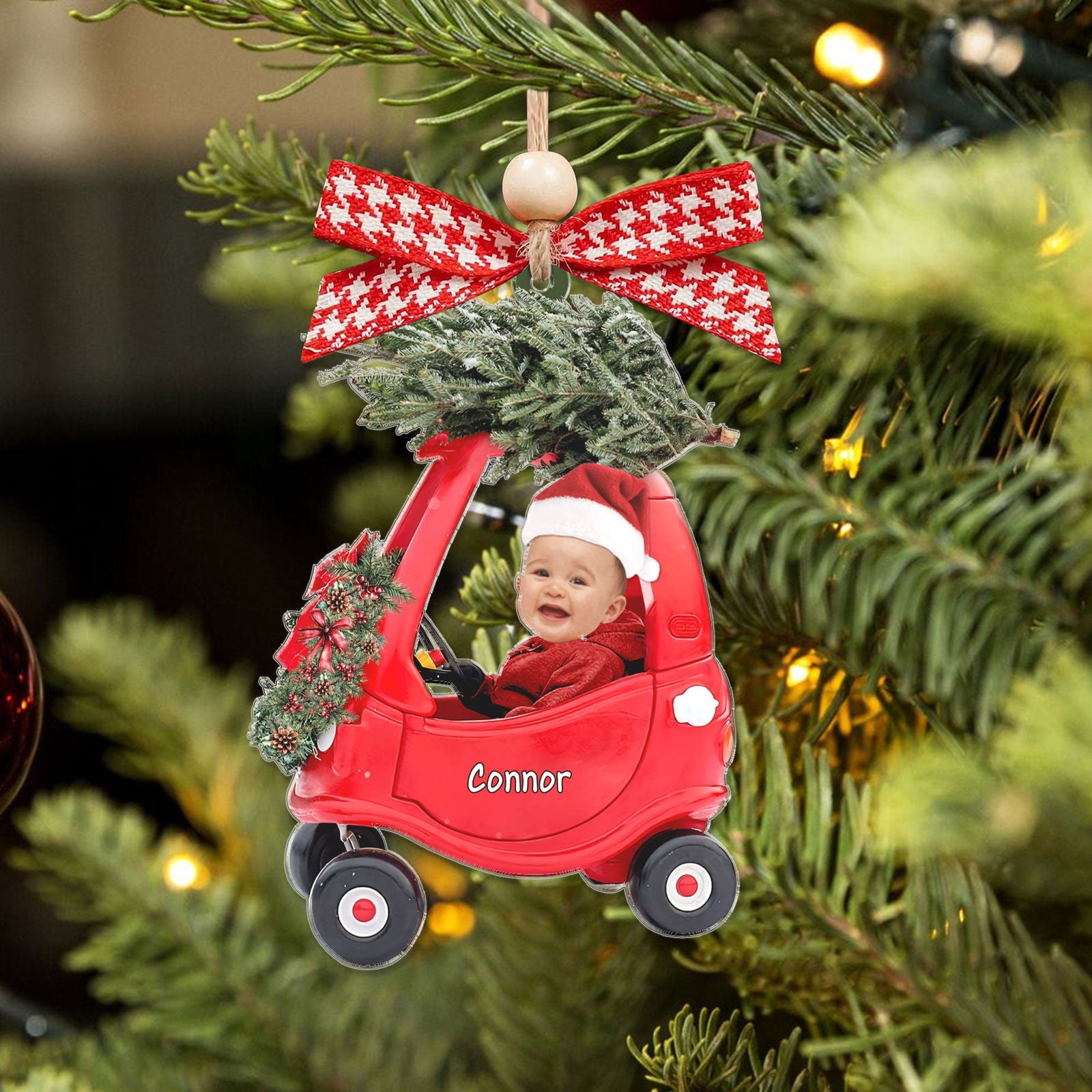 2D Baby Custom Photo Christmas Ornament, Adorable Newborn Baby Photo Ornament CF637 - Kindlytoys