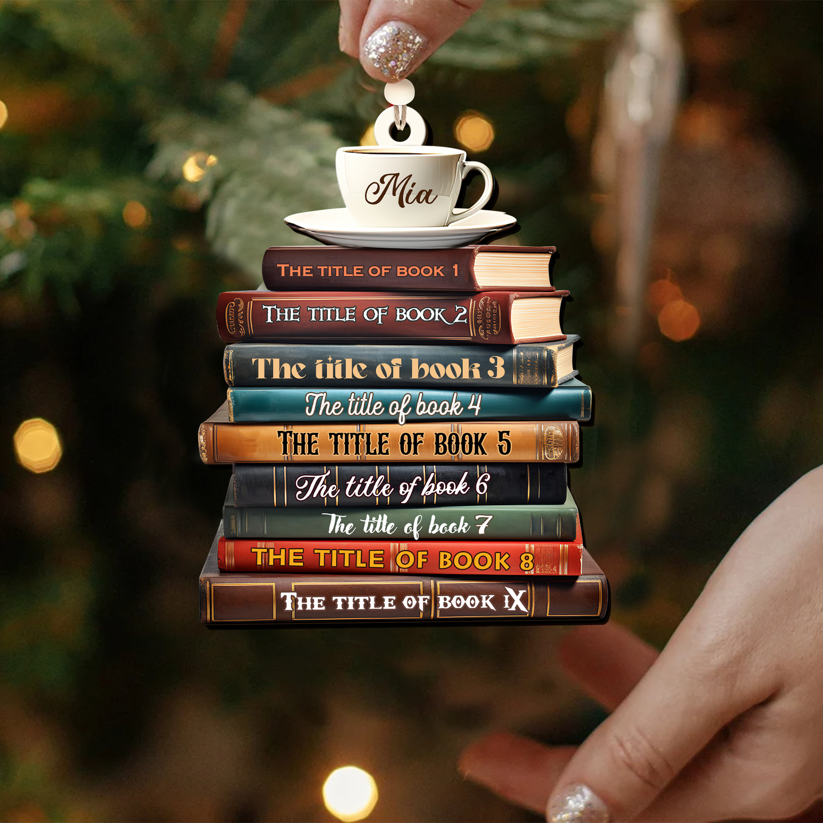 2D Bookstack Christmas Ornament, Book Lover Gift, Bookworm Club Ornament CF163 - Kindlytoys