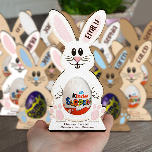 Personalized Easter Egg, Kinder Joy Creme Holder Decoration, Bunny Treat Kinder Hunt Gifts Kid Boy Girl, Easter Bunny Gifts ET40