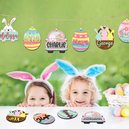 Egg Tag with Name, Easter Gift Idea, Custom Easter Tag, Children’s Easter Decor, Spring Party Favor, Basket Name Tags, Baby Girl Gifts ET06