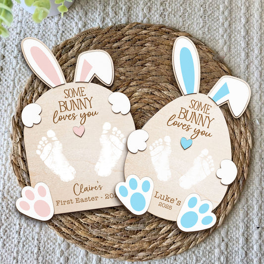 Personalized Baby's First Easter Sign, My First Easter For Baby, Baby Footprint Sign, Baby Keepsake, Easter DIY Craft, Easter for Kids, Footprint Keepsake, Easter Gift FT37