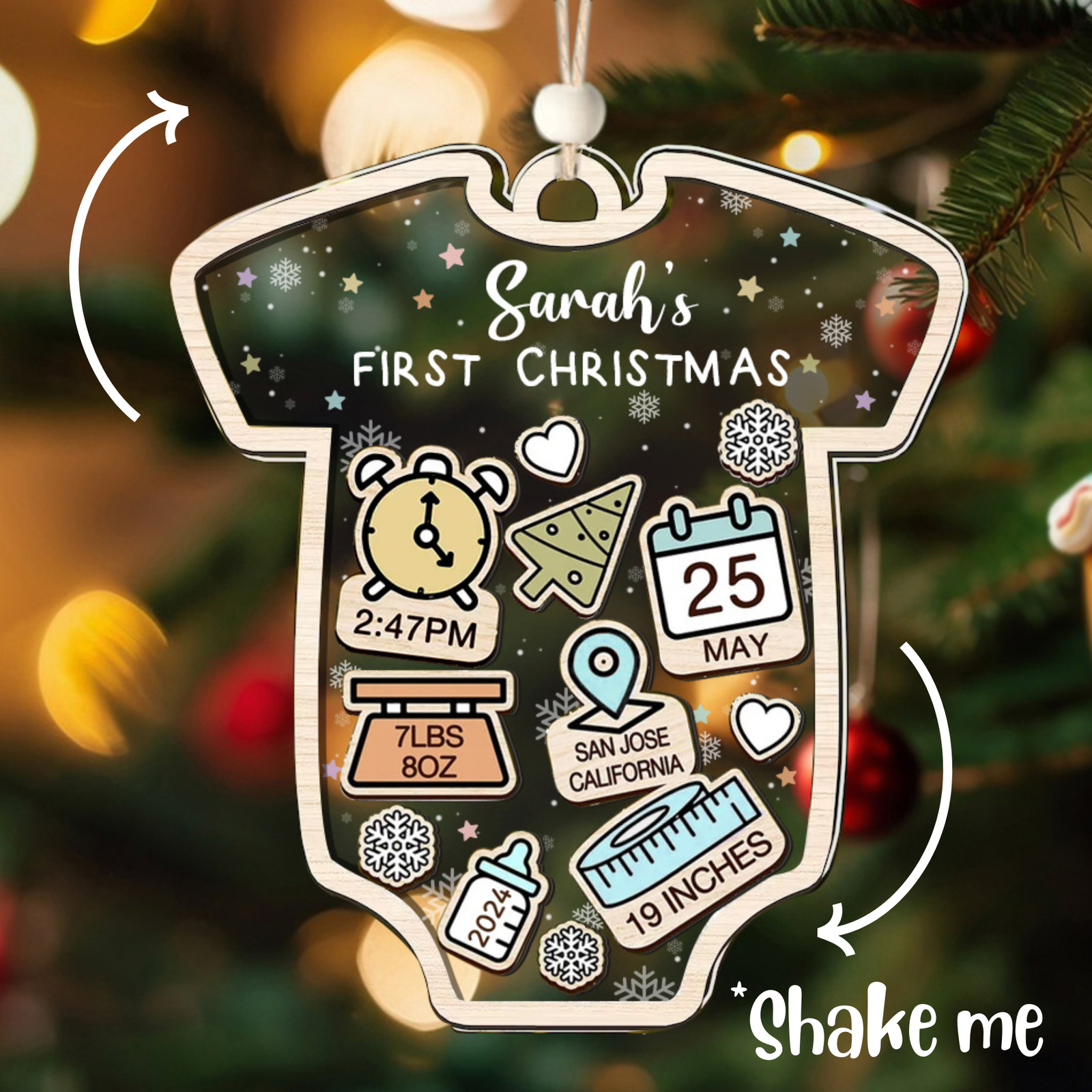 Baby's First Christmas Ornament, Personalized Baby 1st Christmas Ornament CF63 - Kindlytoys