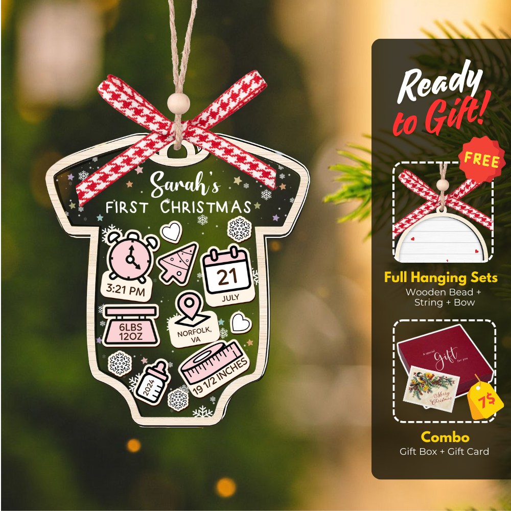 Baby's First Christmas Ornament, Personalized Baby 1st Christmas Ornament CF63 - Kindlytoys