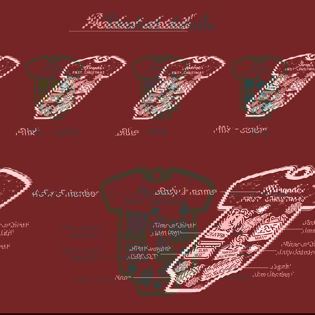 Baby's First Christmas Ornament, Personalized Baby 1st Christmas Ornament CF63 - Kindlytoys