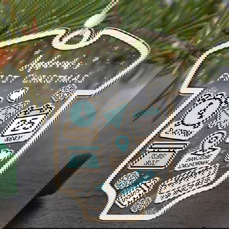 Baby's First Christmas Ornament, Personalized Baby 1st Christmas Ornament CF63 - Kindlytoys