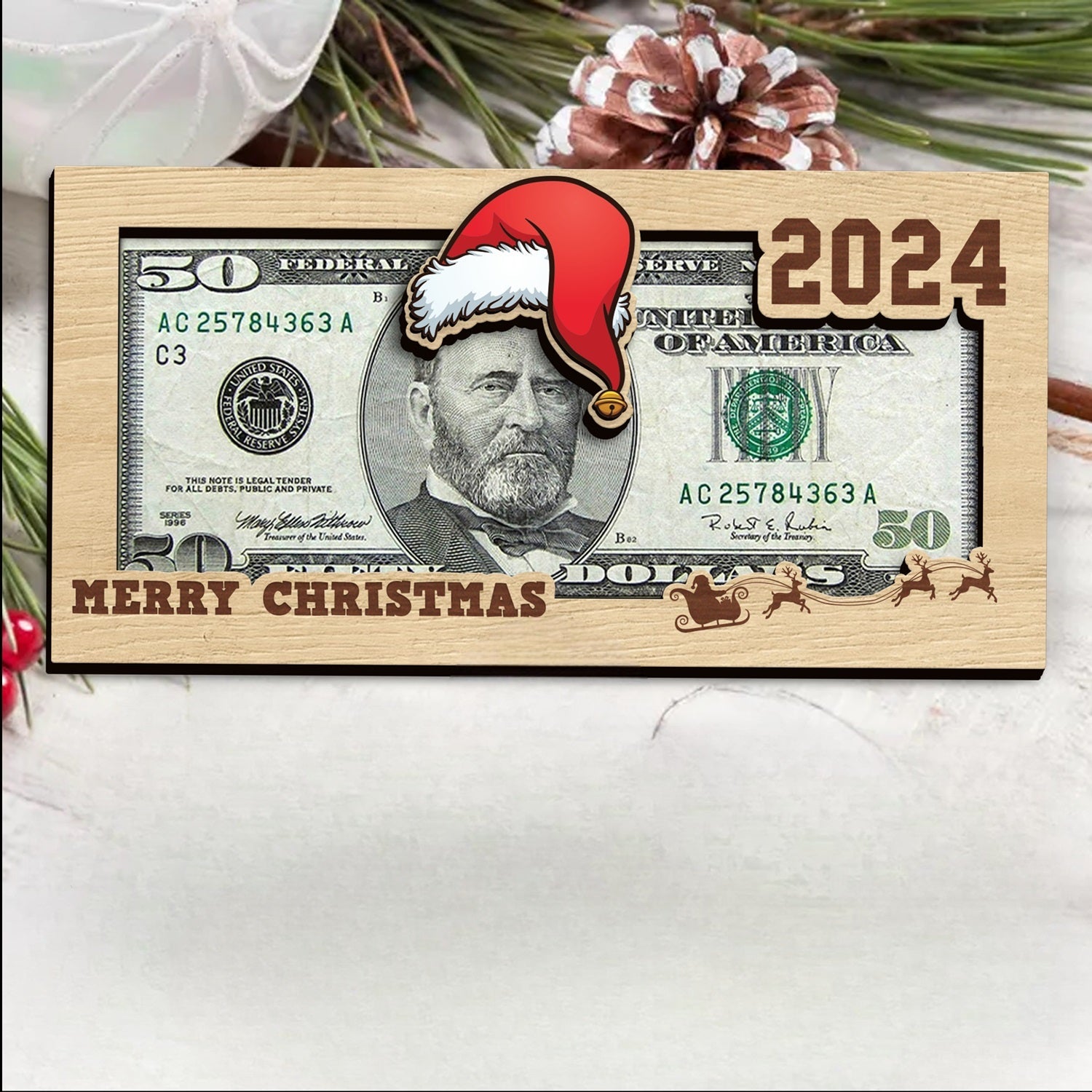 Christmas Money Holders 2024, Christmas Party Cash Holder Gift, Santa Money Cards, 2024 Wooden Money Holder MH65 - Kindlytoys