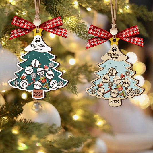 Custom Family Names Christmas Tree Decorations, Family Wooden Ornaments CF207 - Kindlytoys