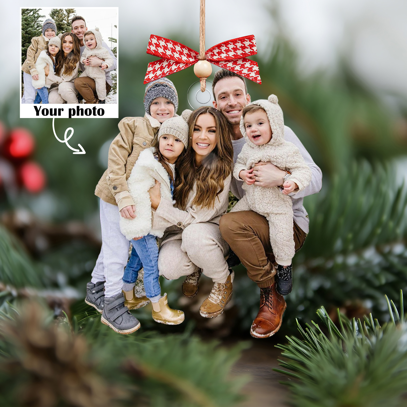 Custom Family Photo Ornament, Custom Picture Ornament Christmas CF620 - Kindlytoys