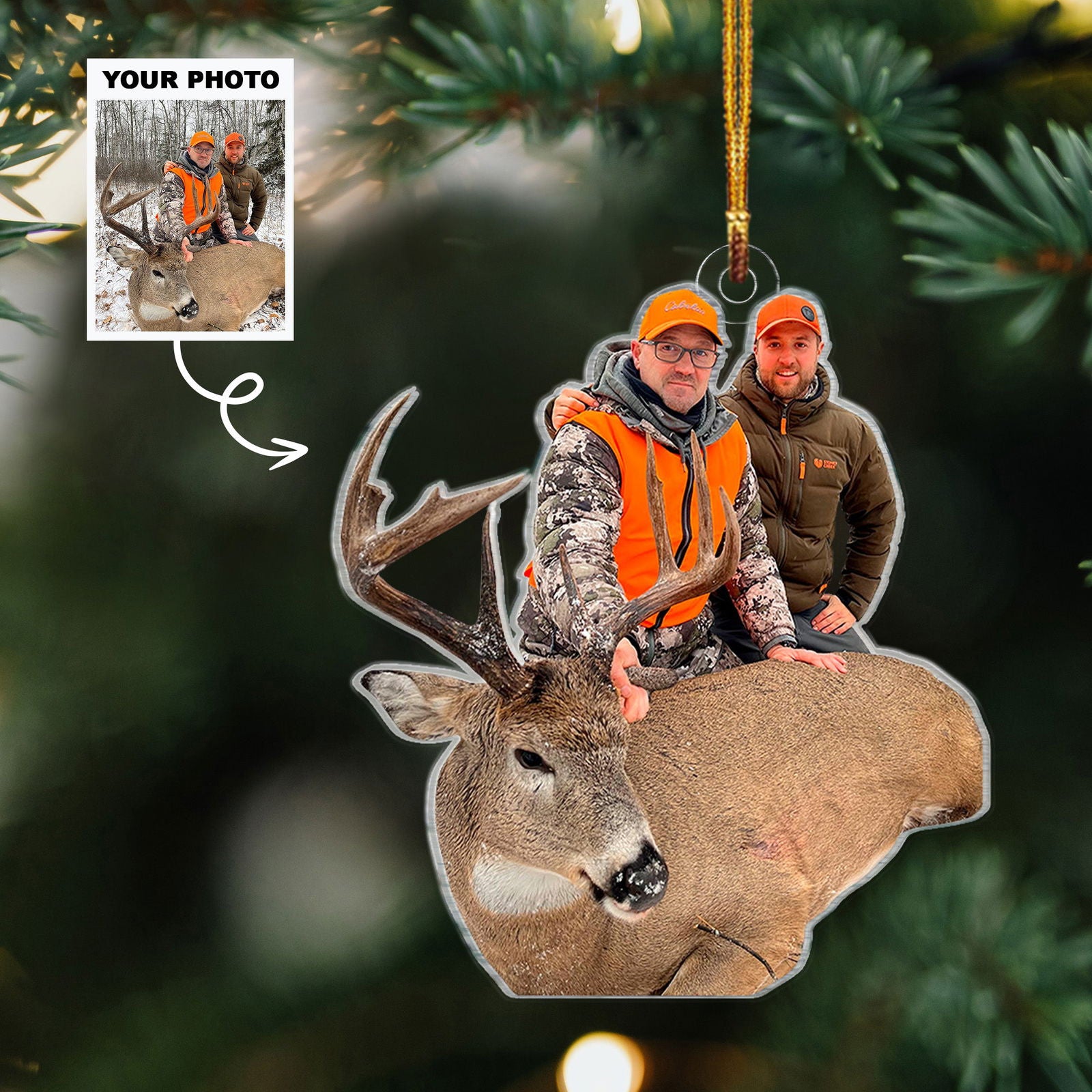 Custom Photo Hunting Ornaments, Personalized Hunting Christmas Tree Ornaments CF659 - Kindlytoys