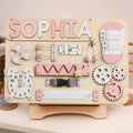 Customized Montessori Busy Board With Baby Name - Wooden Montessori Toys | KindlyToys, BB10 - Kindlytoys