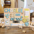 Customized Montessori Busy Board With Baby Name - Wooden Montessori Toys | KindlyToys, BB10 - Kindlytoys