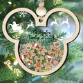 Gingerbread Mickey Mouse Family Ornament, Personalized Family Ornaments With Pets, 3 Layer Wooden Ornament CF74 - Kindlytoys