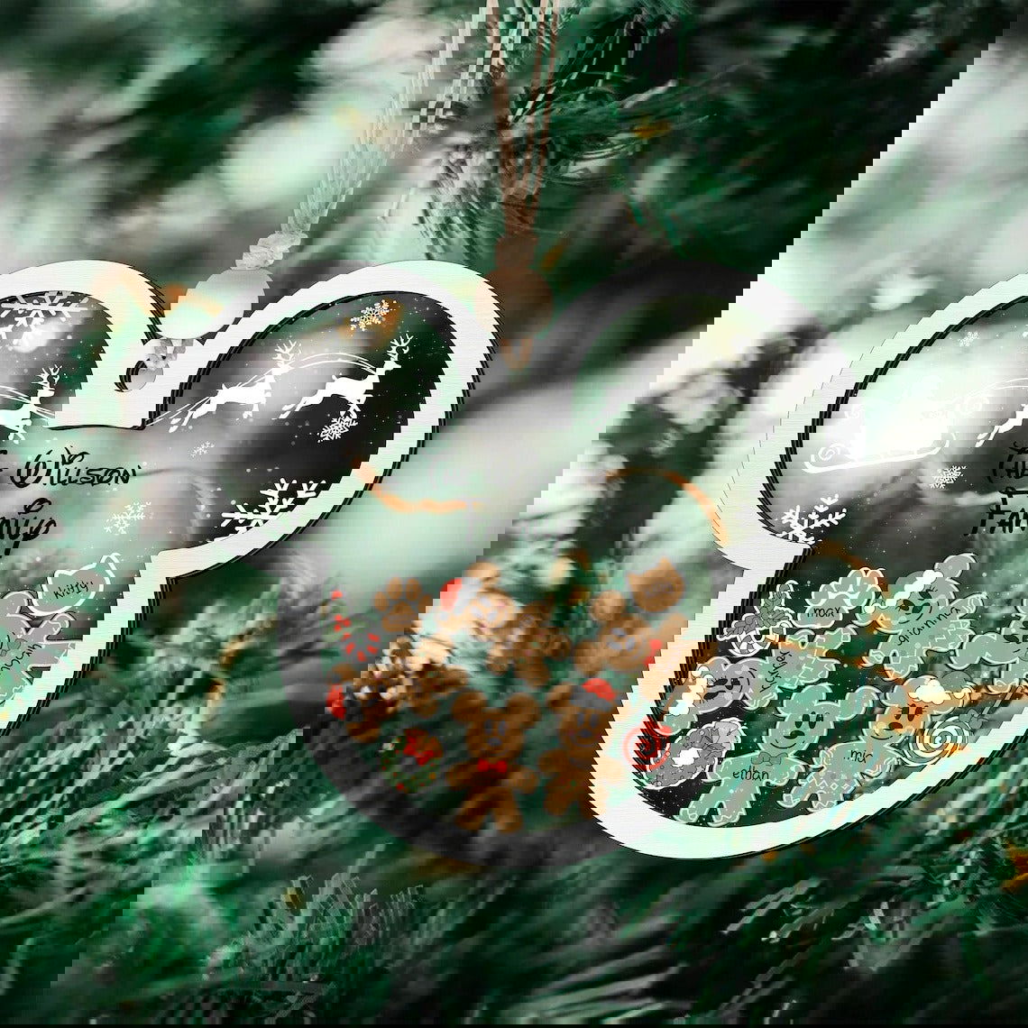 Gingerbread Mickey Mouse Family Ornament, Personalized Family Ornaments With Pets, 3 Layer Wooden Ornament CF74 - Kindlytoys