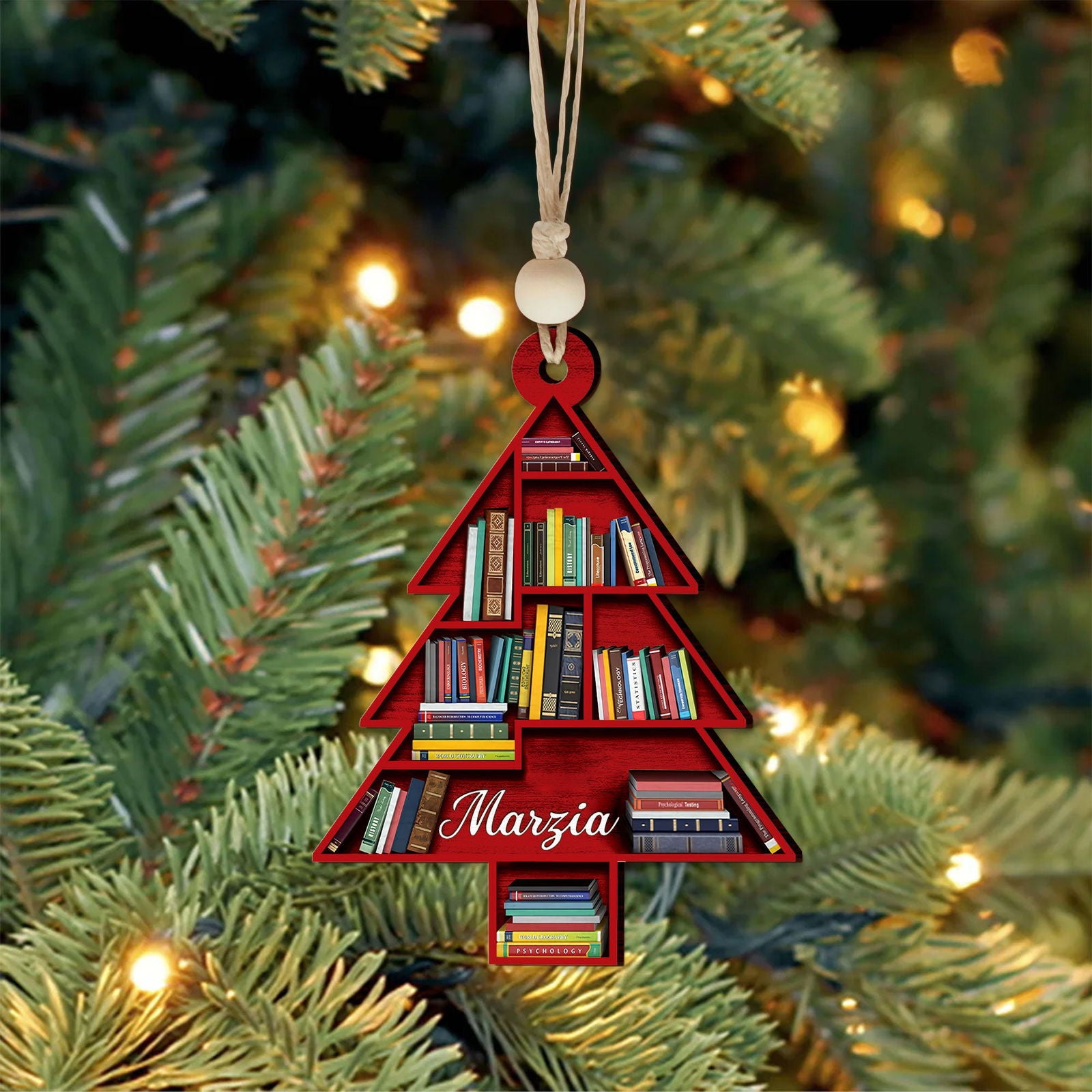 Personalized 2D Christmas Book Tree Ornament, Book Lover Gift, Bookworm Gifts CF154 - Kindlytoys