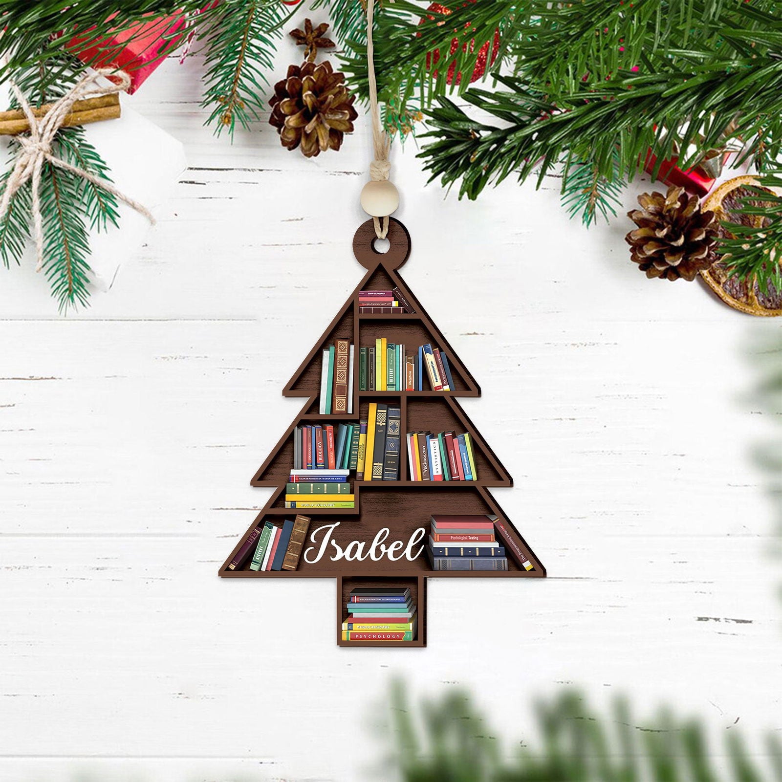 Personalized 2D Christmas Book Tree Ornament, Book Lover Gift, Bookworm Gifts CF154 - Kindlytoys