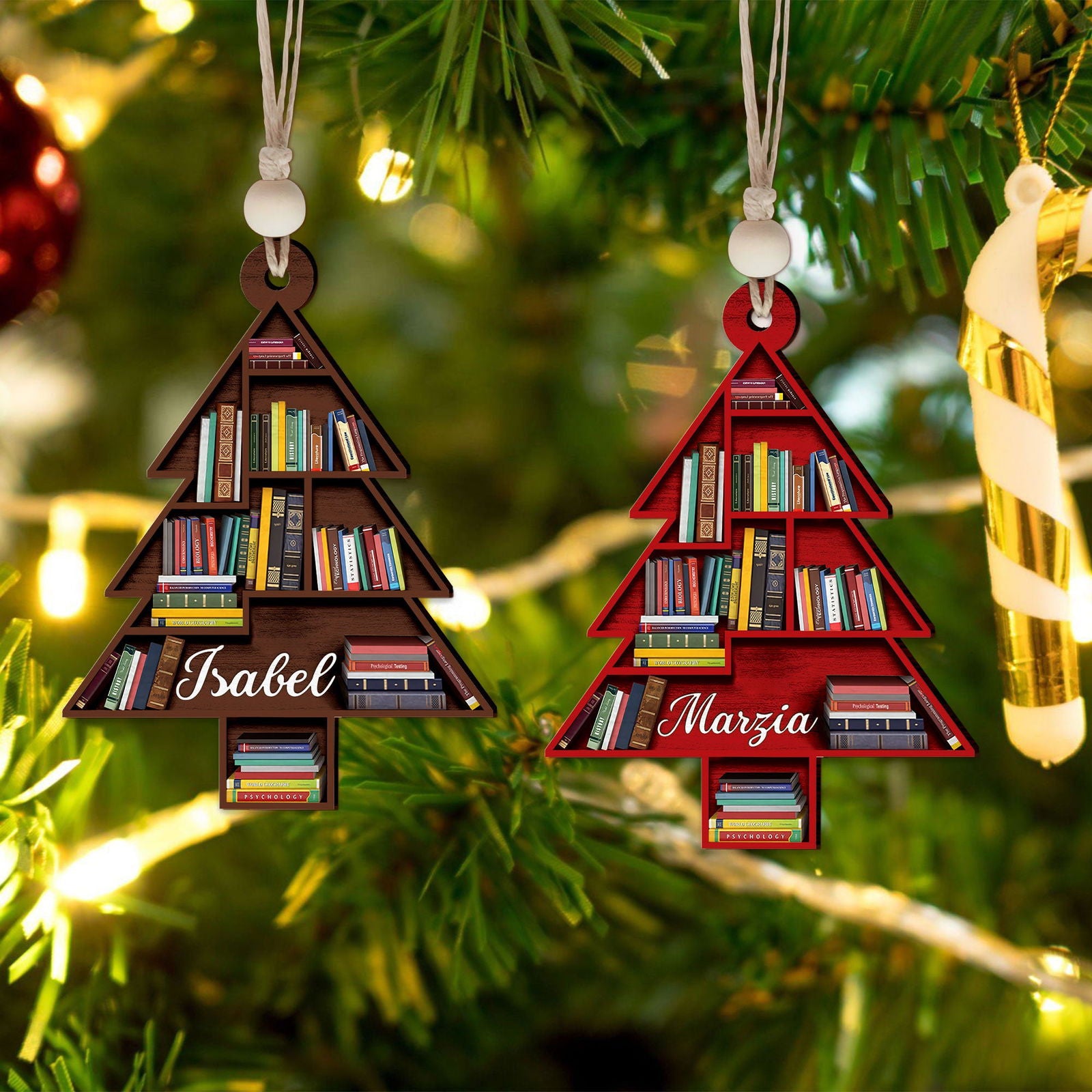 Personalized 2D Christmas Book Tree Ornament, Book Lover Gift, Bookworm Gifts CF154 - Kindlytoys