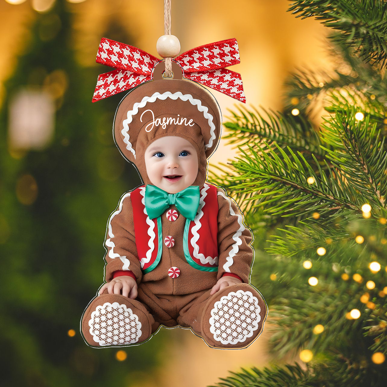 Personalized Baby Costumes Photo Ornaments, Christmas Newborn Baby Face Ornament CF622 - Kindlytoys