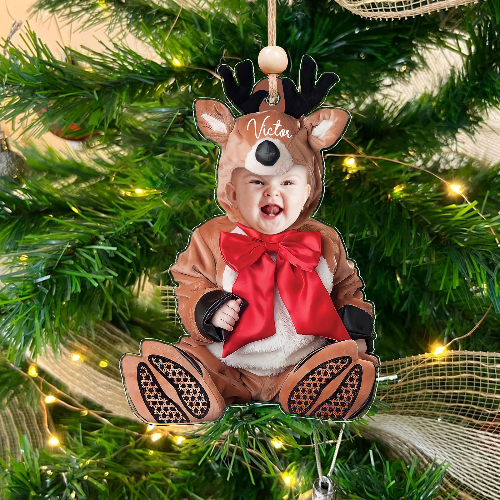 Personalized Baby Costumes Photo Ornaments, Christmas Newborn Baby Face Ornament CF622 - Kindlytoys