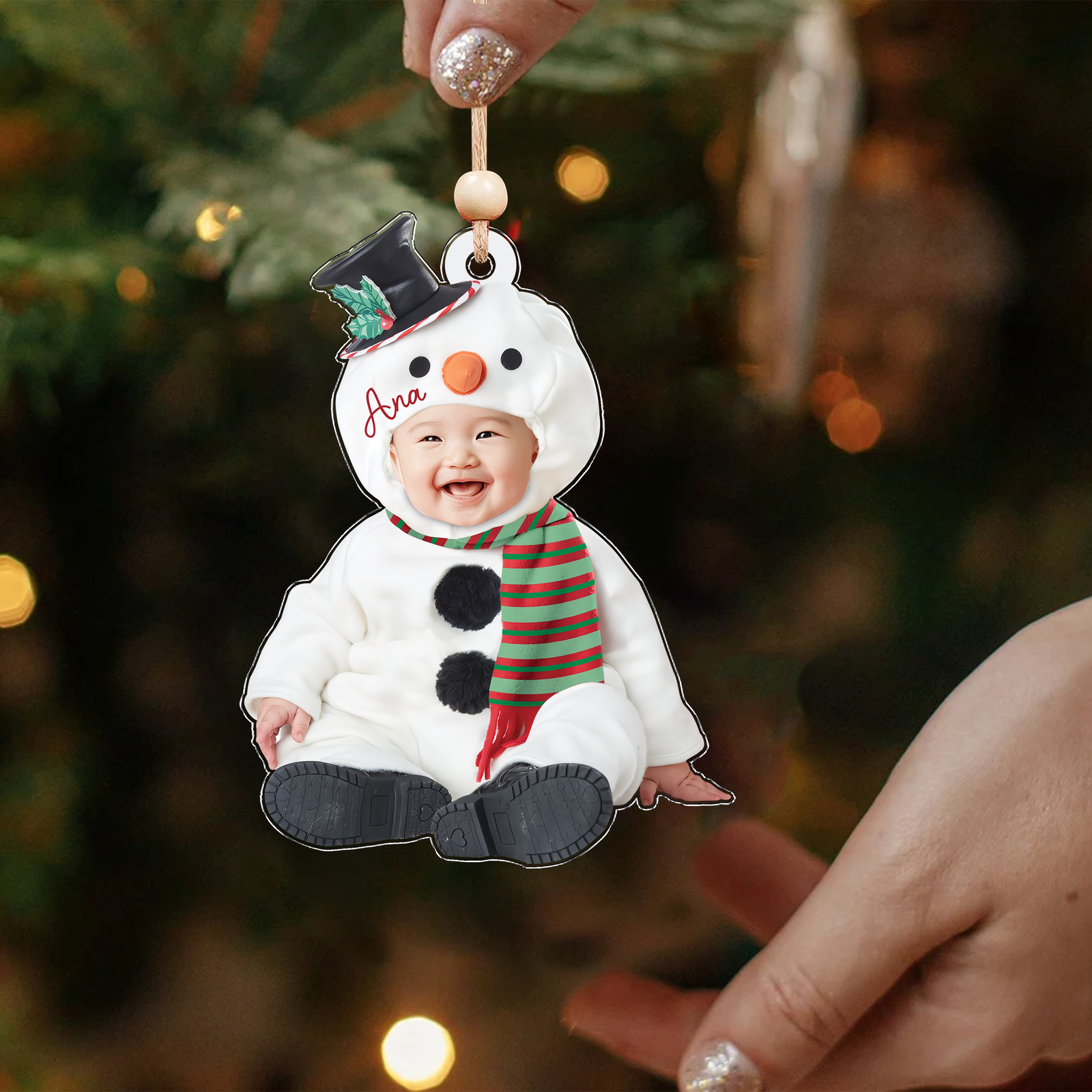 Personalized Baby Costumes Photo Ornaments, Christmas Newborn Baby Face Ornament CF622 - Kindlytoys
