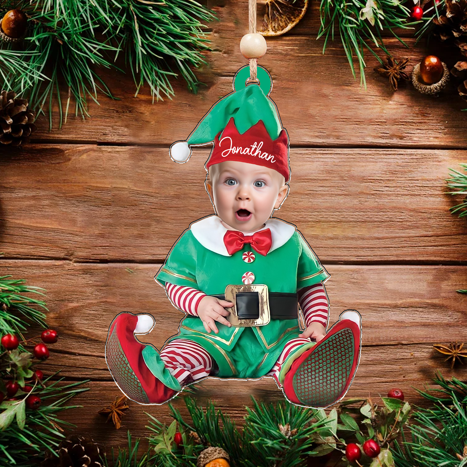 Personalized Baby Costumes Photo Ornaments, Christmas Newborn Baby Face Ornament CF622 - Kindlytoys