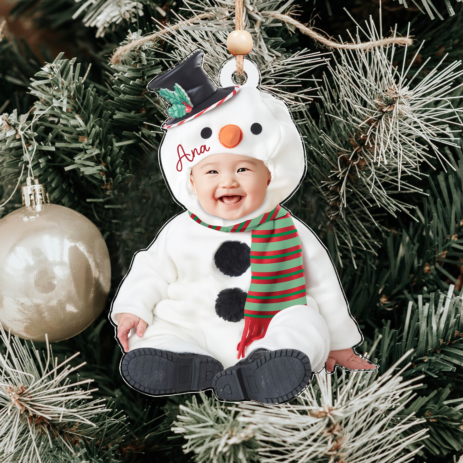 Personalized Baby Costumes Photo Ornaments, Christmas Newborn Baby Face Ornament CF622 - Kindlytoys