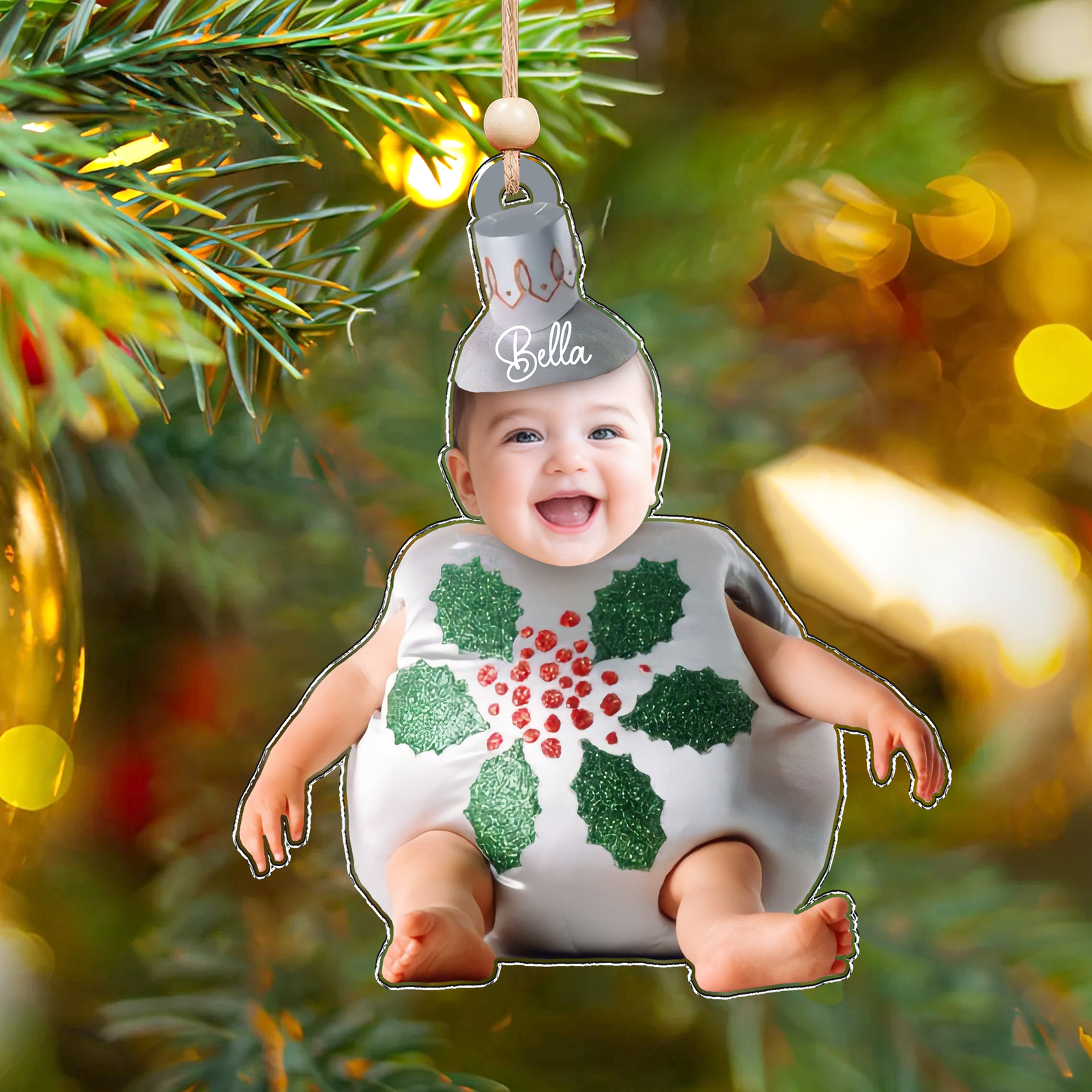 Personalized Baby Costumes Photo Ornaments, Christmas Newborn Baby Face Ornament CF622 - Kindlytoys