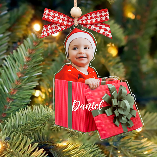 Personalized Baby Photo Christmas Ornaments, Newborn Gift 2D Acrylic Ornament CF646 - Kindlytoys