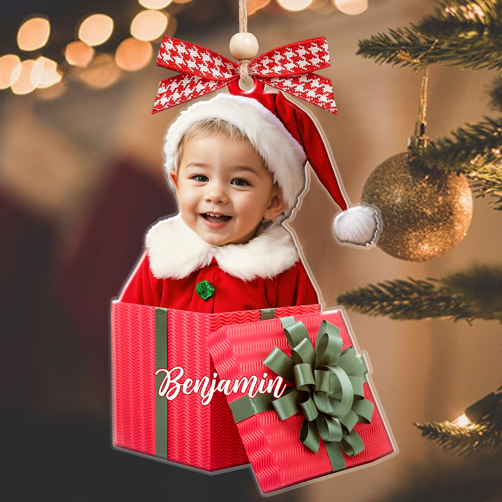 Personalized Baby Photo Christmas Ornaments, Newborn Gift 2D Acrylic Ornament CF646 - Kindlytoys