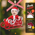 Personalized Baby in Sleigh Photo Ornaments, Adorable Newborn Baby Face Ornament CF612 - Kindlytoys