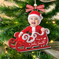 Personalized Baby in Sleigh Photo Ornaments, Adorable Newborn Baby Face Ornament CF612 - Kindlytoys