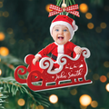 Personalized Baby in Sleigh Photo Ornaments, Adorable Newborn Baby Face Ornament CF612 - Kindlytoys