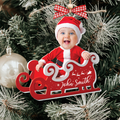 Personalized Baby in Sleigh Photo Ornaments, Adorable Newborn Baby Face Ornament CF612 - Kindlytoys