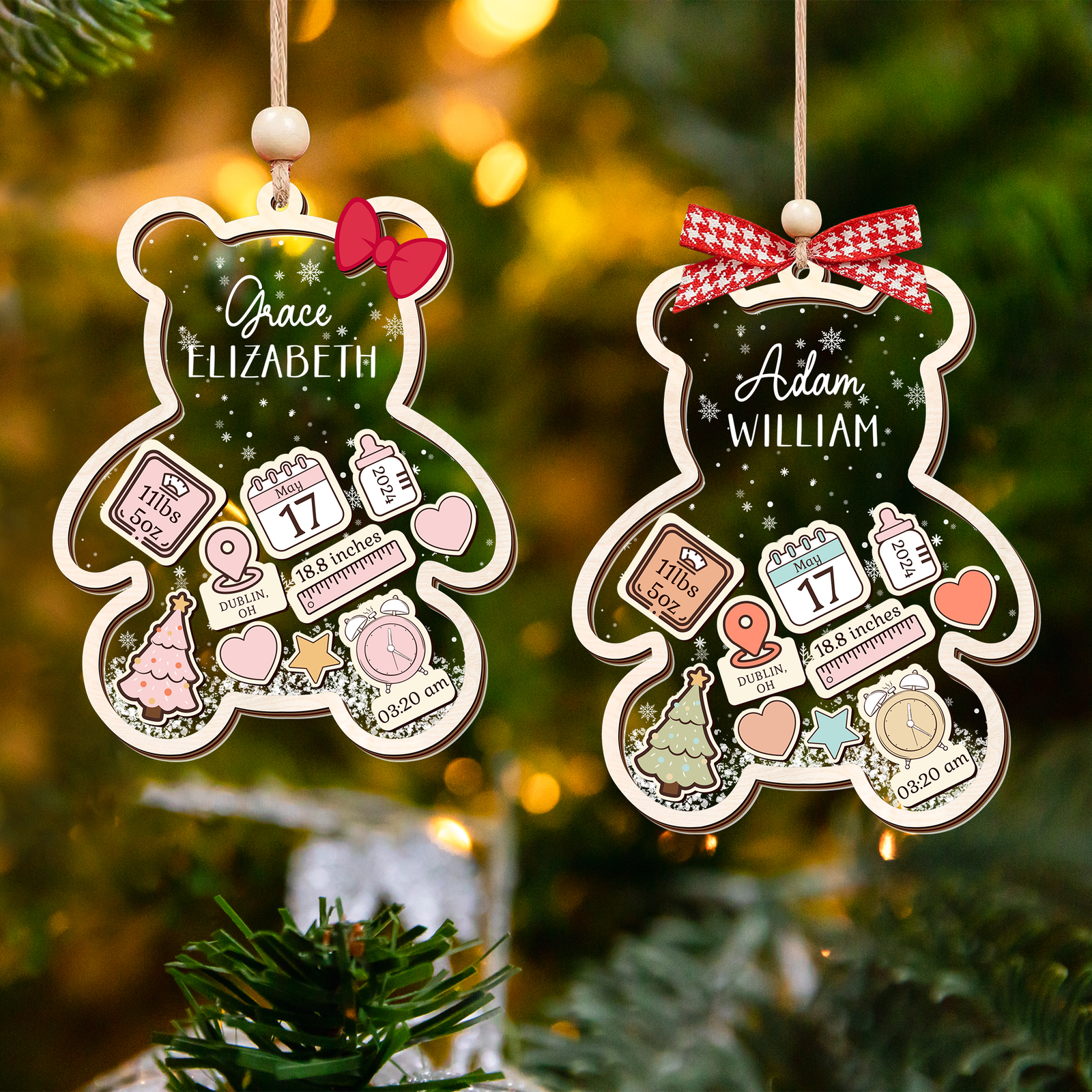 Personalized Baby's First Christmas Ornament 2024, Babys 1st Christmas Ornament CF329 - Kindlytoys