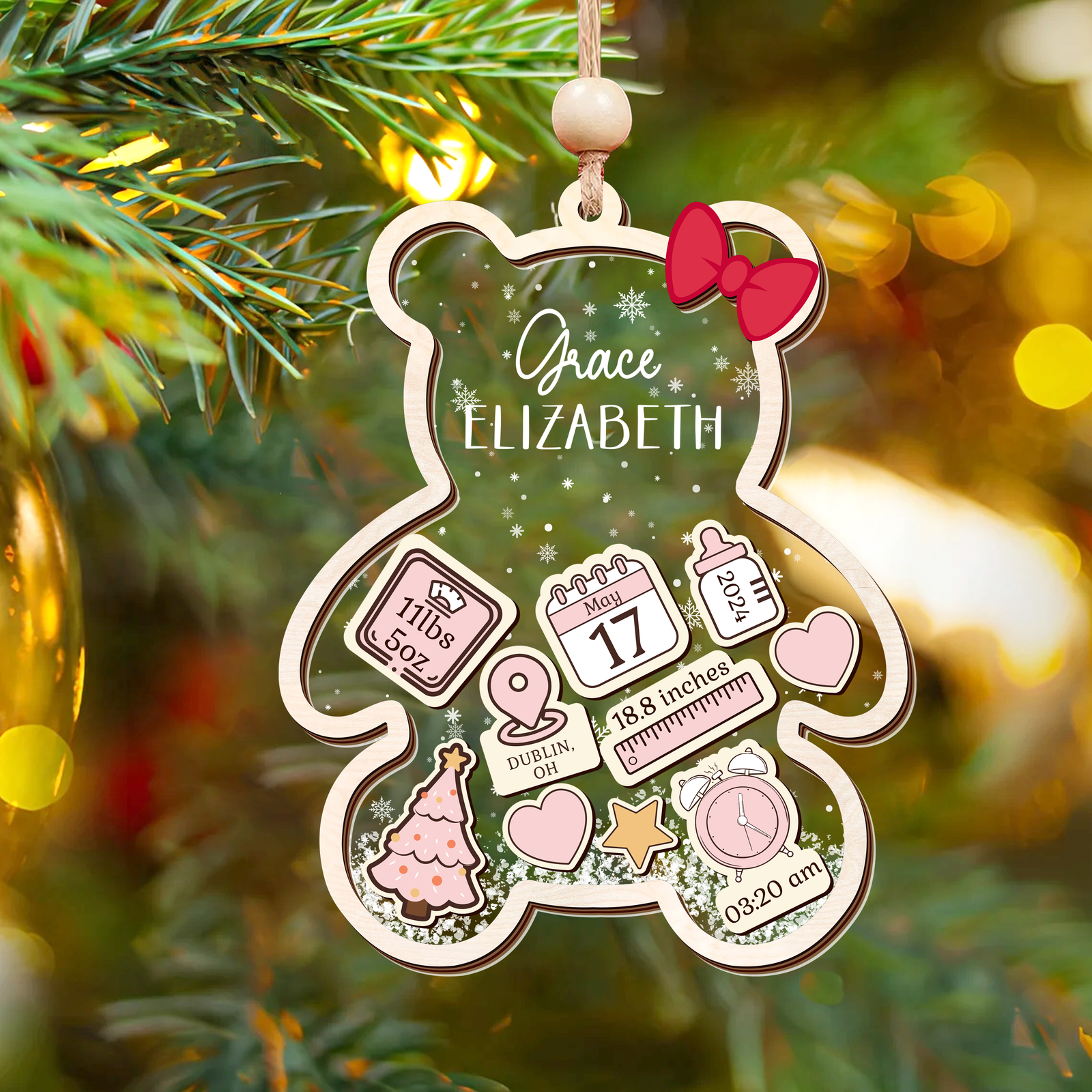 Personalized Baby's First Christmas Ornament 2024, Babys 1st Christmas Ornament CF329 - Kindlytoys