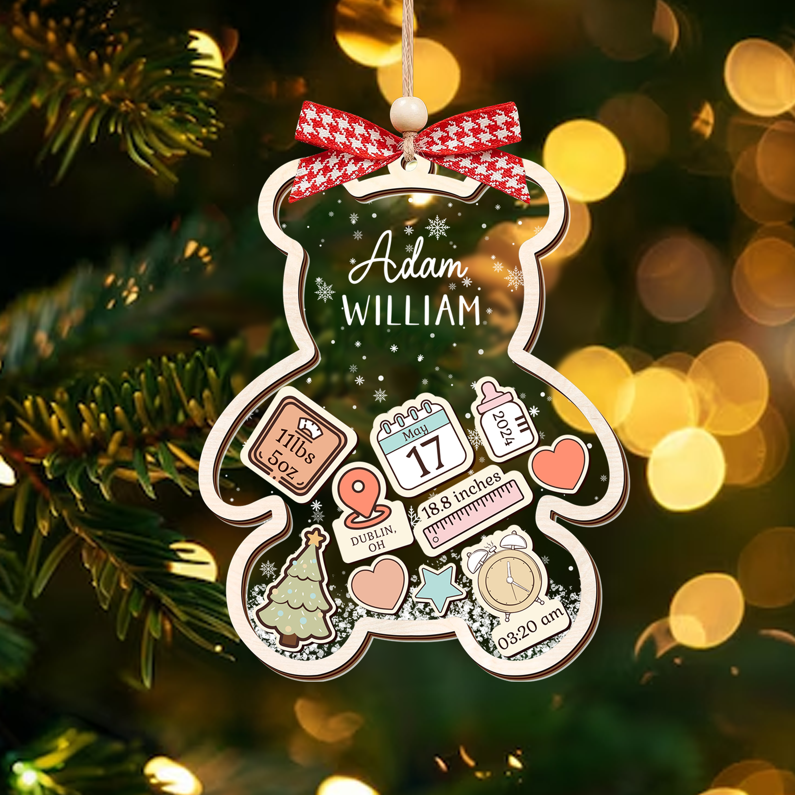 Personalized Baby's First Christmas Ornament 2024, Babys 1st Christmas Ornament CF329 - Kindlytoys