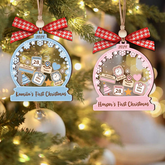 Personalized Babys 1st Christmas Ornament 2024, Shaker Babies Ornament CF602 - Kindlytoys