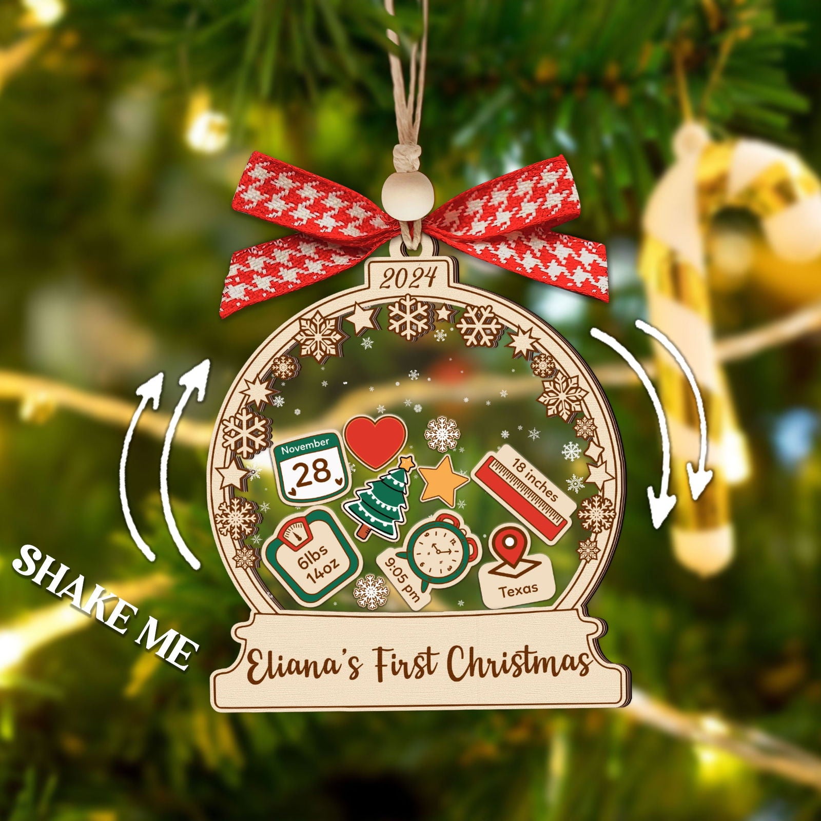 Personalized Babys 1st Christmas Ornament 2024, Shaker Babies Ornament CF602 - Kindlytoys