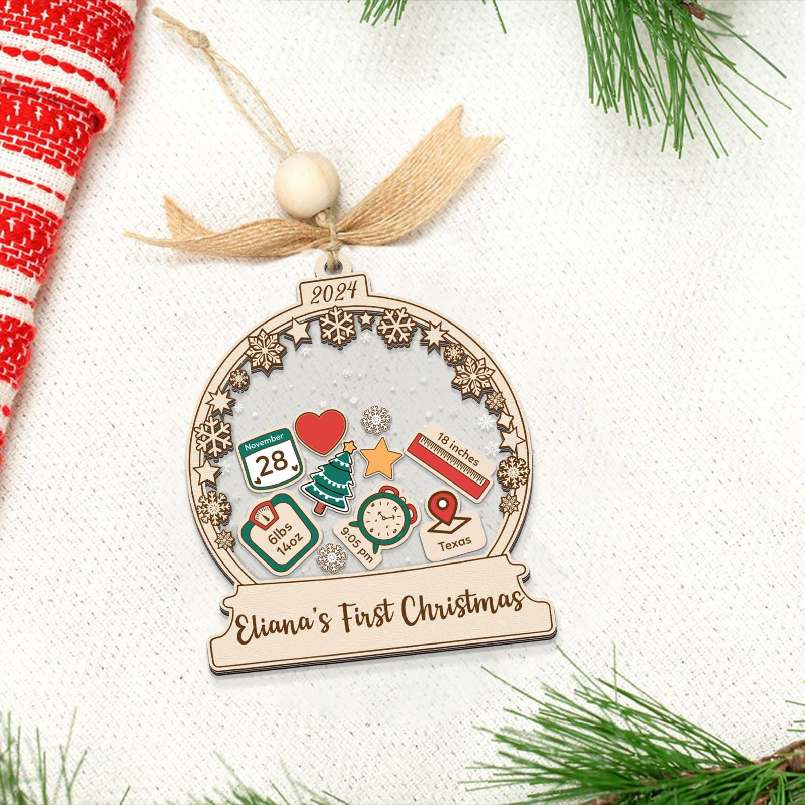 Personalized Babys 1st Christmas Ornament 2024, Shaker Babies Ornament CF602 - Kindlytoys
