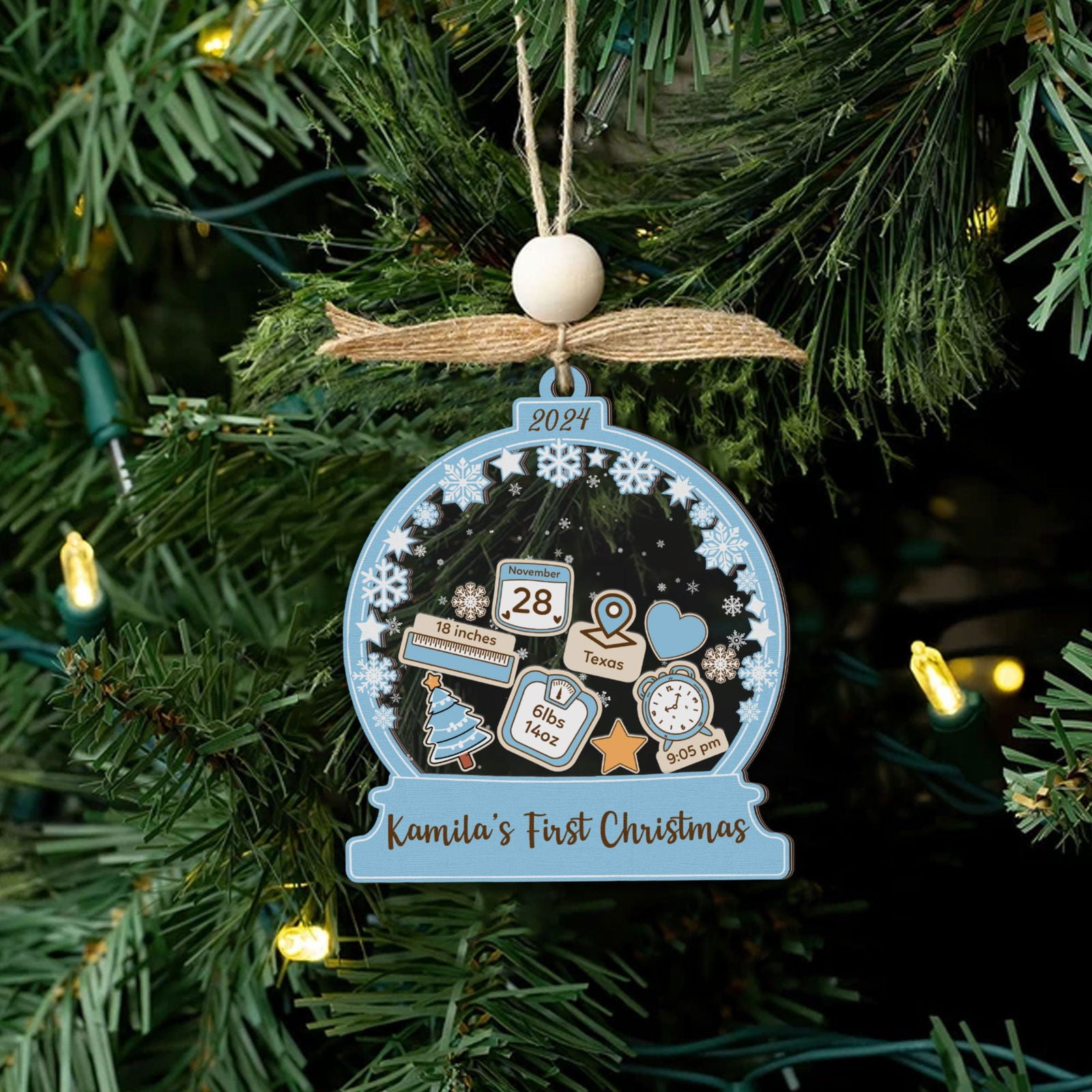 Personalized Babys 1st Christmas Ornament 2024, Shaker Babies Ornament CF602 - Kindlytoys