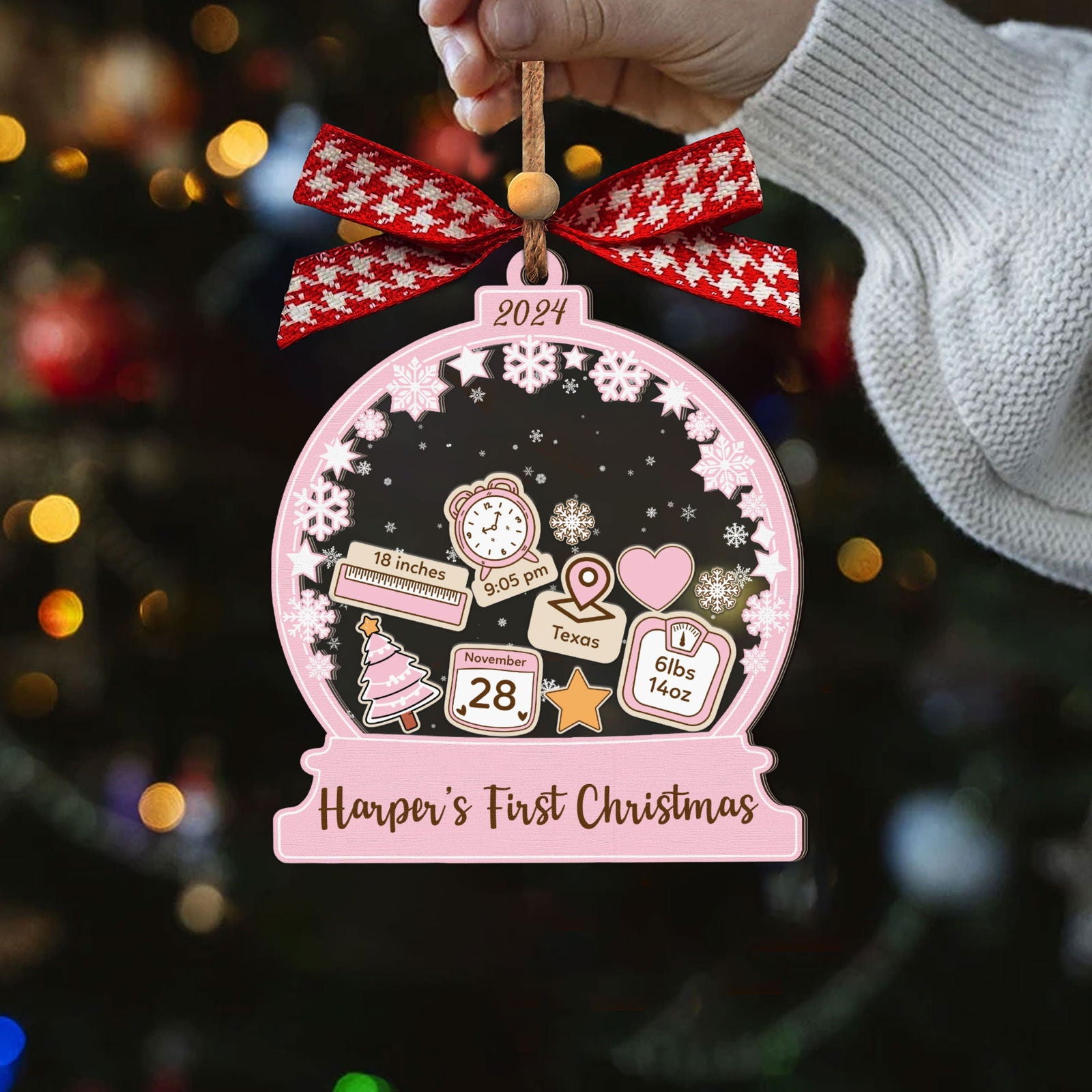 Personalized Babys 1st Christmas Ornament 2024, Shaker Babies Ornament CF602 - Kindlytoys