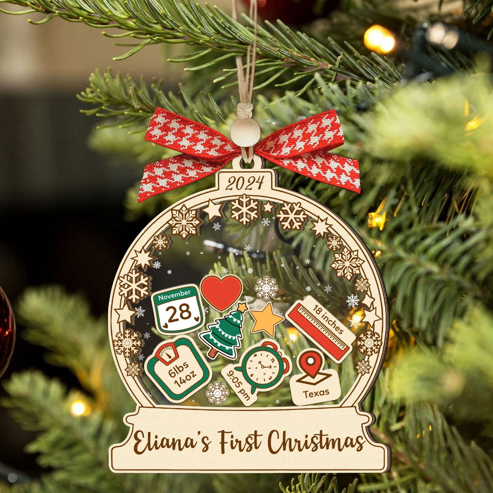 Personalized Babys 1st Christmas Ornament 2024, Shaker Babies Ornament CF602 - Kindlytoys