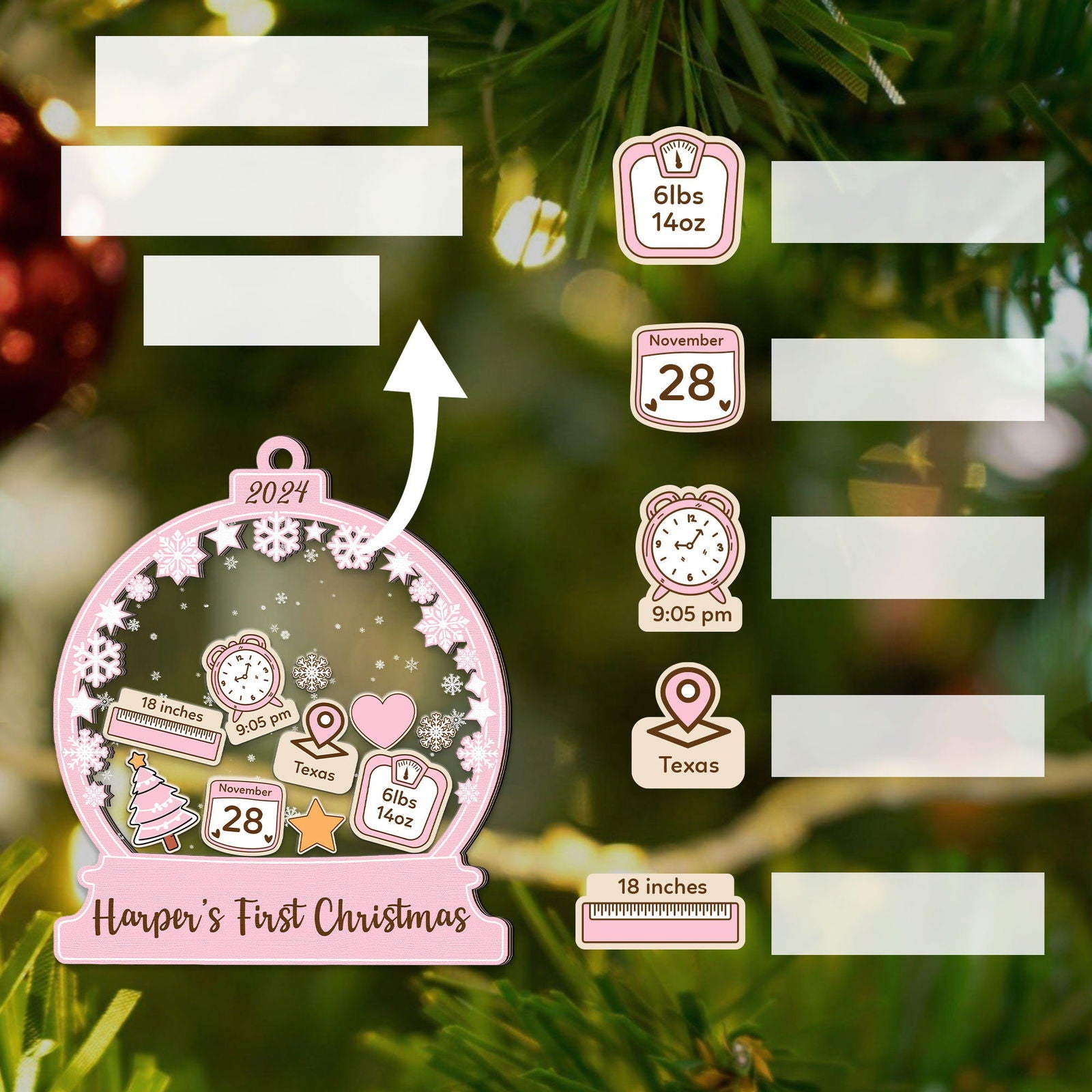 Personalized Babys 1st Christmas Ornament 2024, Shaker Babies Ornament CF602 - Kindlytoys