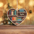 Personalized Book Lovers Heart Ornament, Book Tree Wooden Ornament Gift For Librarian CF159 - Kindlytoys