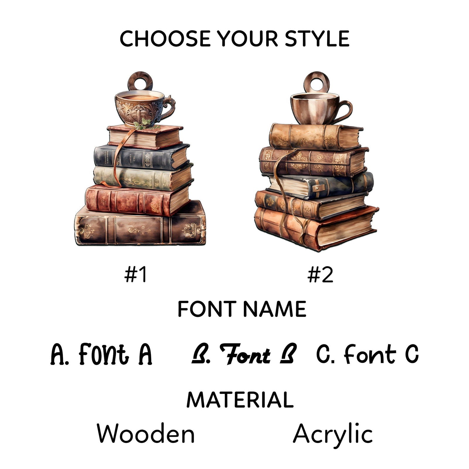 Personalized Book Ornament, Book Stacks Wooden Ornament, Book Lovers Christmas CF103 - Kindlytoys