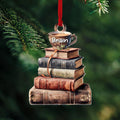 Personalized Book Ornament, Book Stacks Wooden Ornament, Book Lovers Christmas CF103 - Kindlytoys