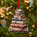 Personalized Book Ornament, Book Stacks Wooden Ornament, Book Lovers Christmas CF103 - Kindlytoys