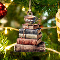 Personalized Book Ornament, Book Stacks Wooden Ornament, Book Lovers Christmas CF103 - Kindlytoys